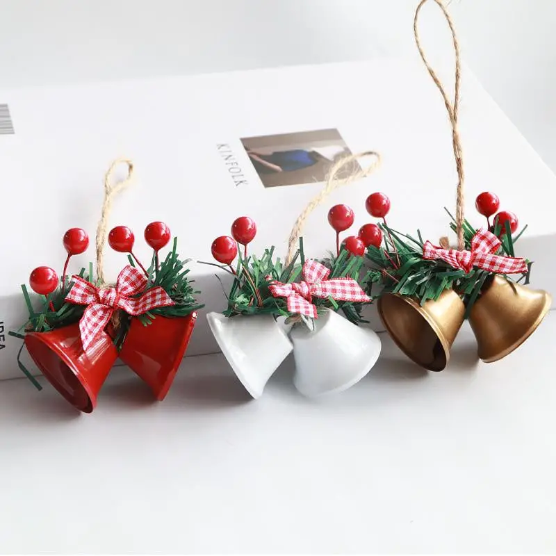 Festive Bell Ornaments with Checkered Bows — Handmade Christmas Ornaments