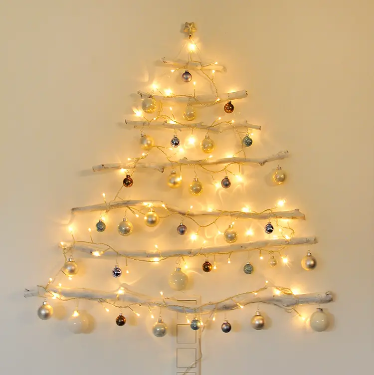 Boho Driftwood Tree — Christmas Fairy Lights Wall