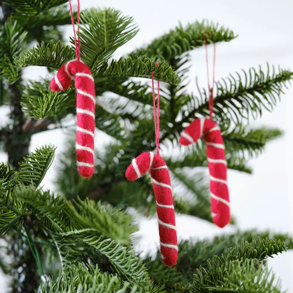 Rustic Charm with Handmade Felt Candy Canes — Candy Cane Christmas Tree