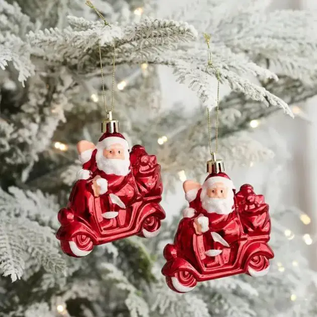Playful Santa Ornaments on a Frosted Tree Playful Santa Ornaments on a Frosted Tree — Small Christmas Tree Decor