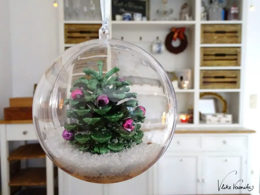 Glass Bauble with Miniature Christmas Tree Scene Inside — Christmas Crafts for Adults