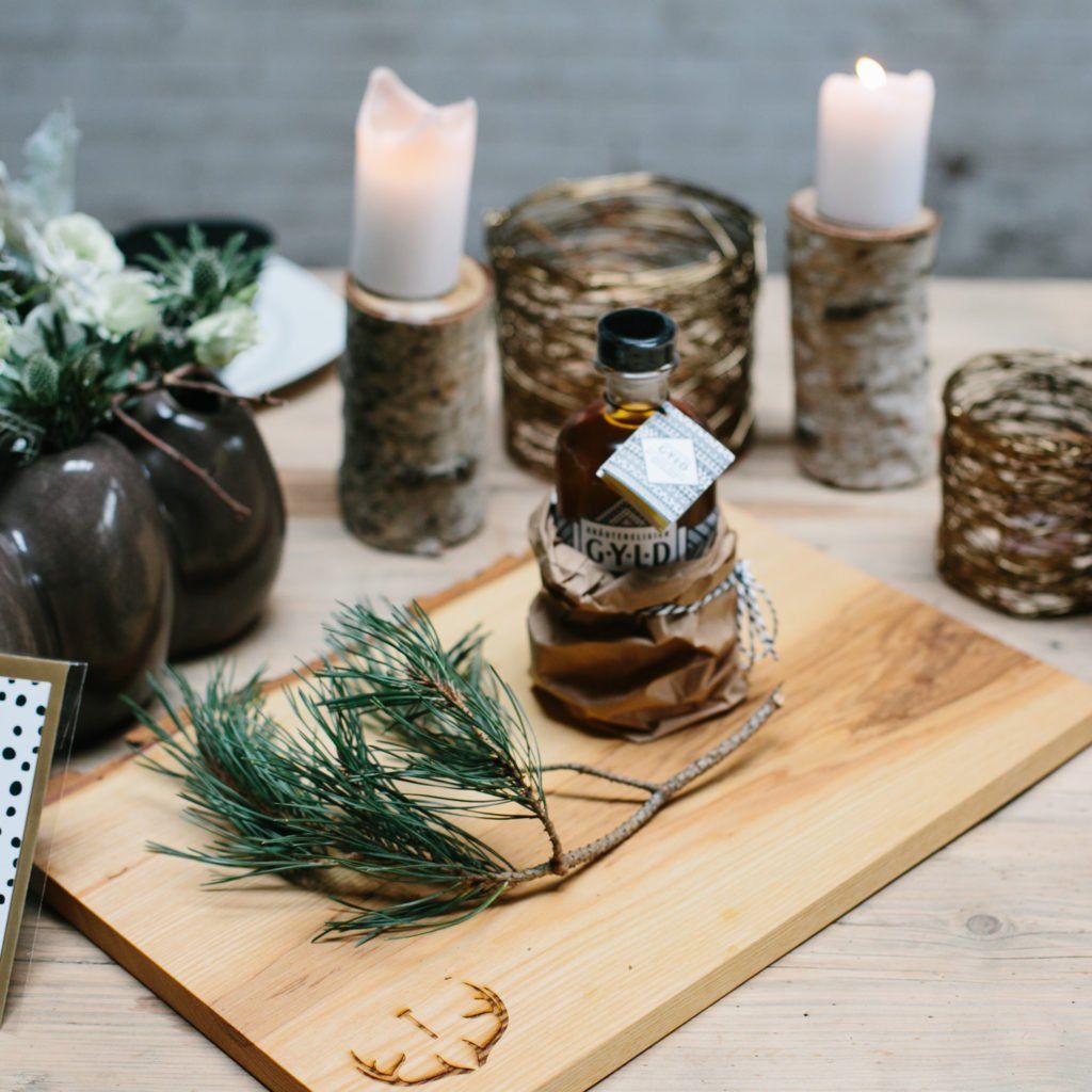 Cozy Festive Vignette: Birch Log Candle Holders — Christmas Wedding Decor