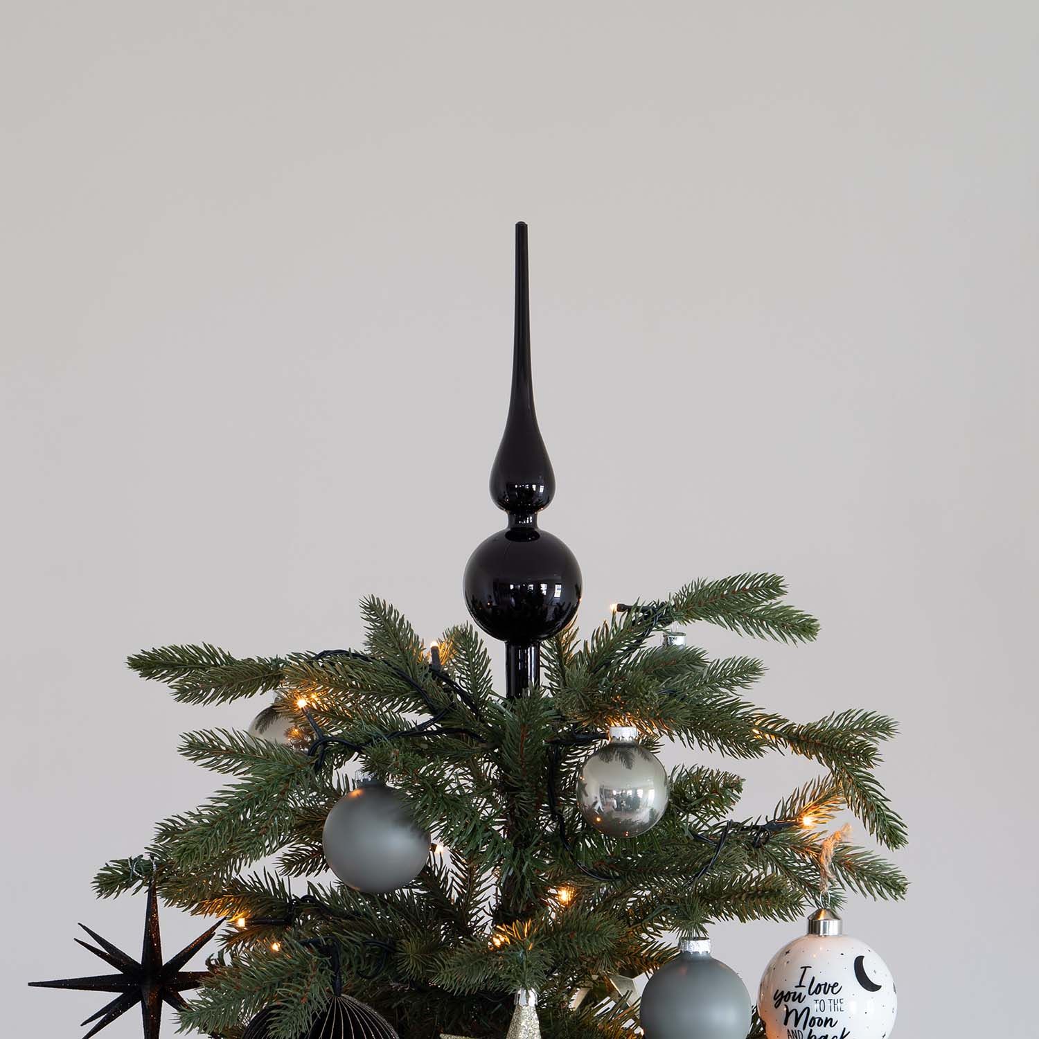 Glossy Black Glass Spire Topper for a Modern Look Glossy Black Glass Spire Topper for a Modern Look — Christmas Tree Topper