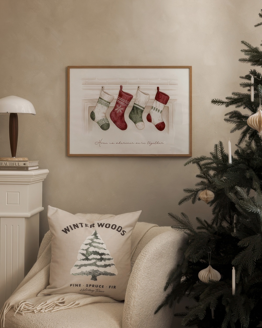 Framed Christmas Stockings Wall Art — Christmas Wall Decor