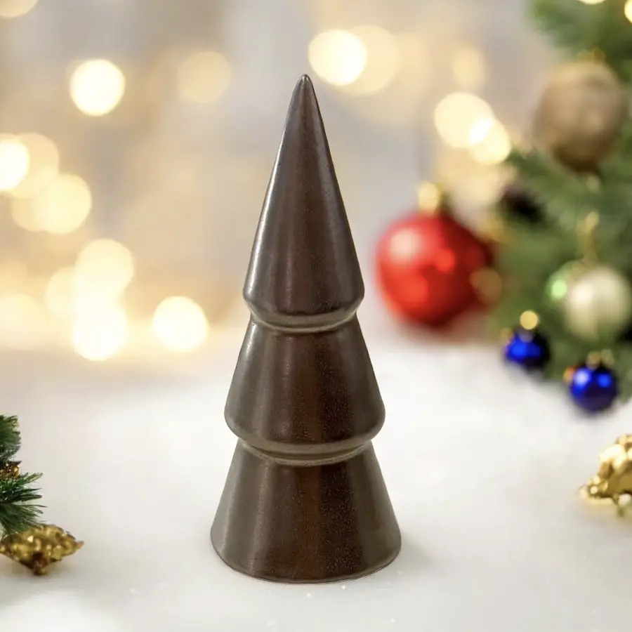 Glossy Dark Ceramic Christmas Tree — Tabletop Christmas Tree Decor