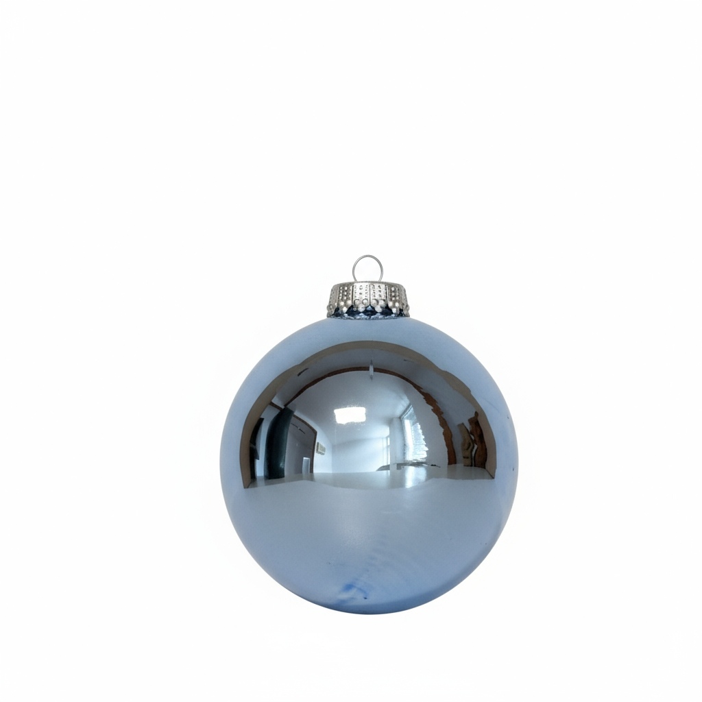 Large, Reflective Glacier Blue Glass Ornament — Blue and Silver Christmas Tree