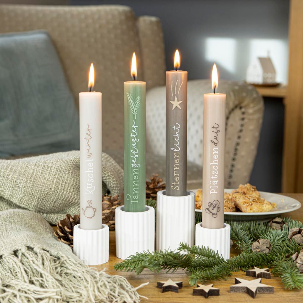 Traditional Advent Candles with Festive Embellishments — Christmas Window Candles