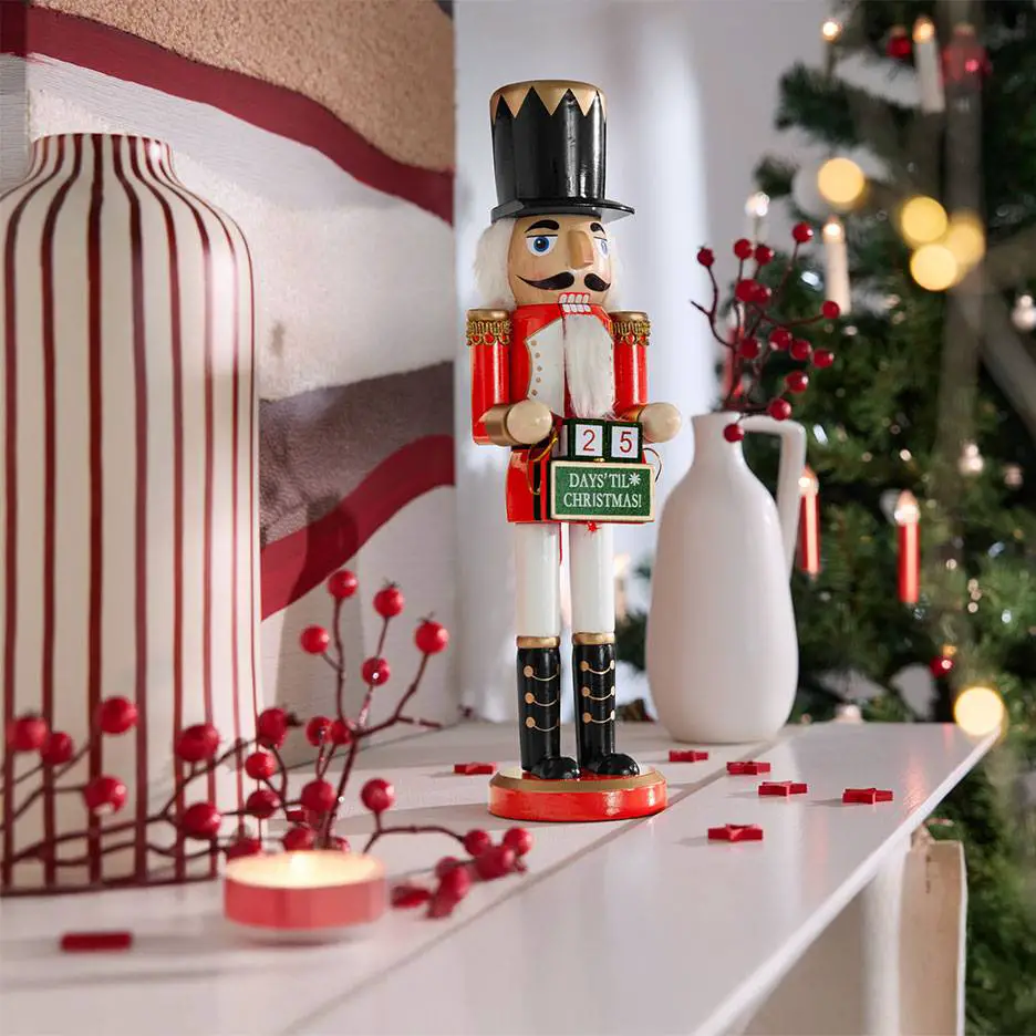 Traditional Shelf with Nutcracker and Festive Signs Traditional Shelf with Nutcracker and Festive Signs — Christmas Shelf Decor