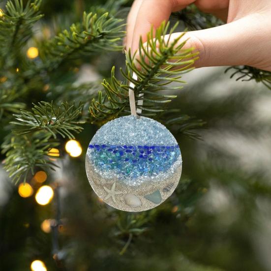 Glass Ornament with Miniature Beach Scene Glass Ornament with Miniature Beach Scene — Coastal Christmas Decor