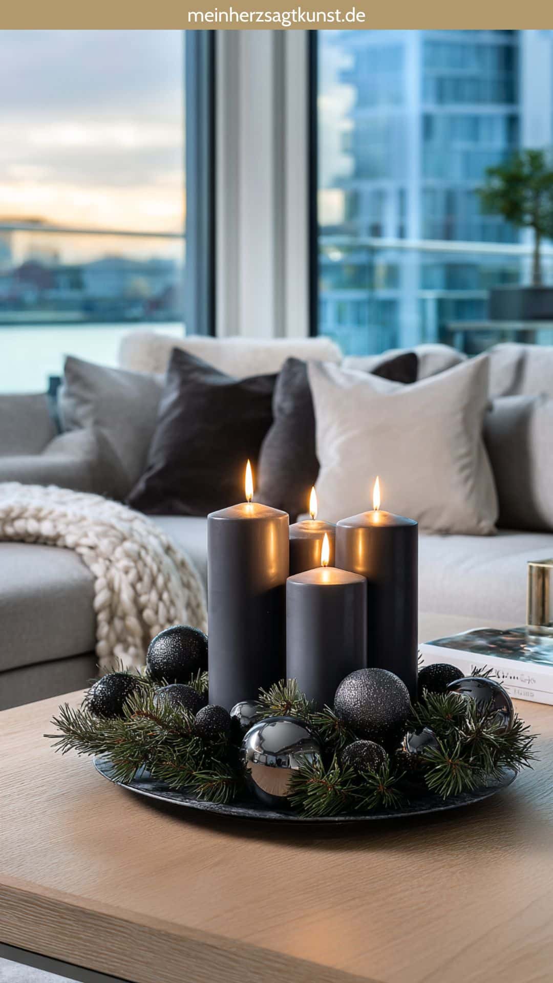 Monochromatic Advent Wreath Centerpiece — Elegant Christmas Decor