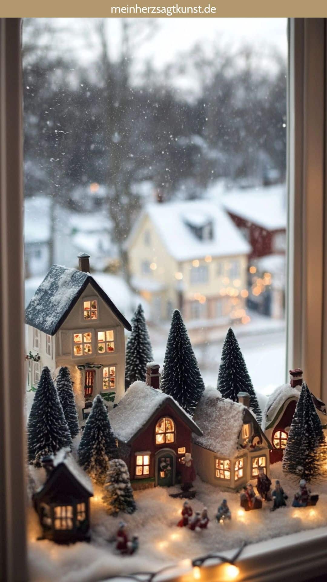 Cozy Snow-Covered Village on a Windowsill — Christmas Village Display
