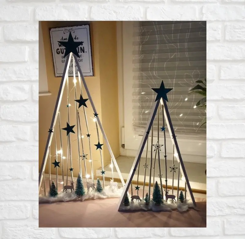 Whimsical Wooden Frame Christmas Tree Displays — DIY Christmas Ornaments
