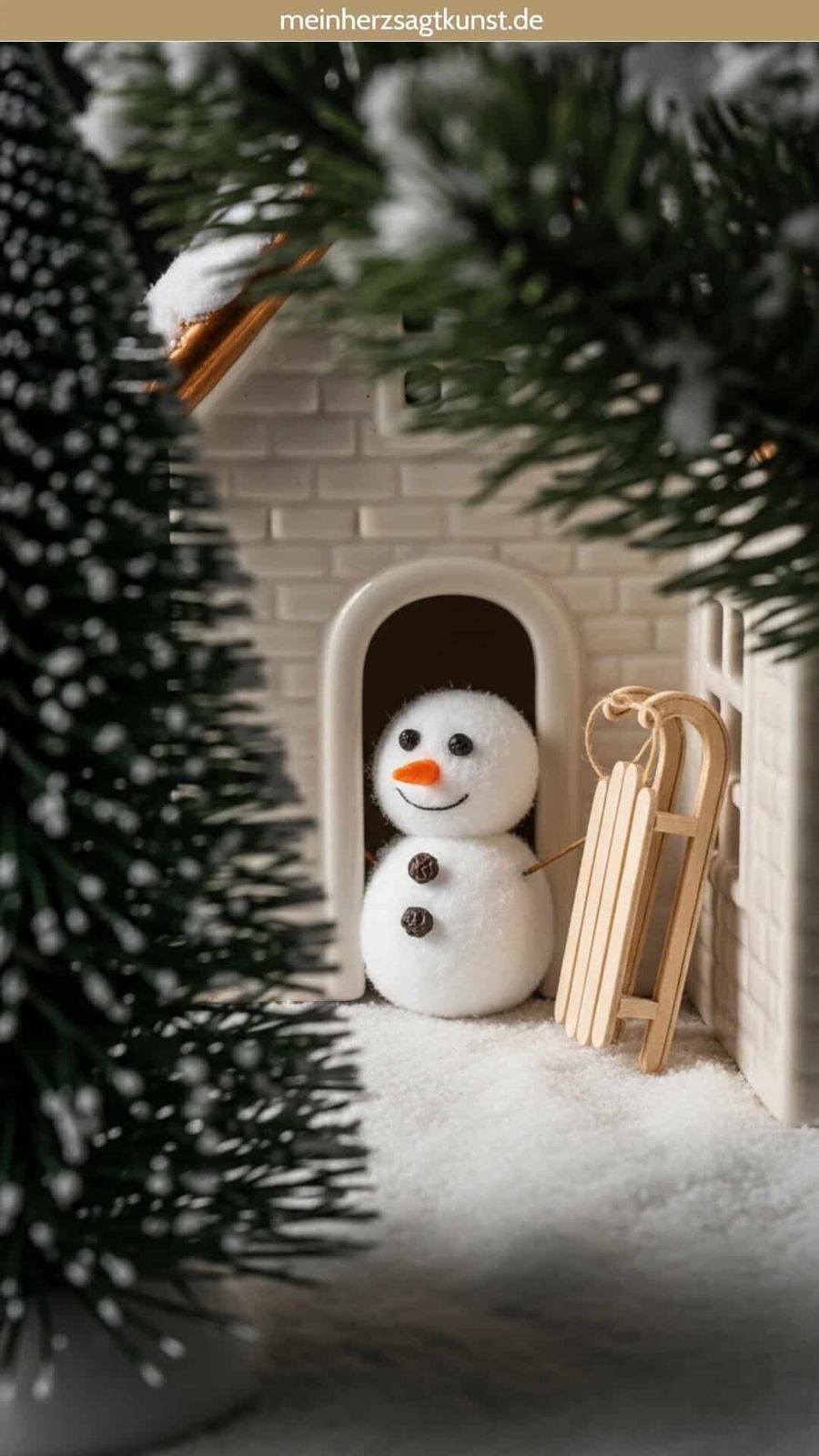 Whimsical Felt Snowman Miniature Scene Whimsical Felt Snowman Miniature Scene — Aesthetic Christmas Decor