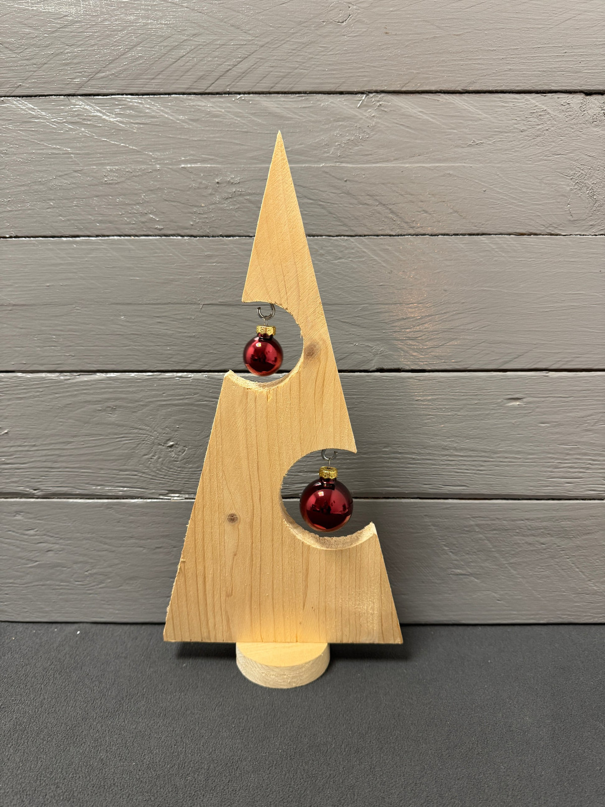 Minimalist Geometric Wooden Christmas Tree Ornament — Handmade Christmas Ornaments