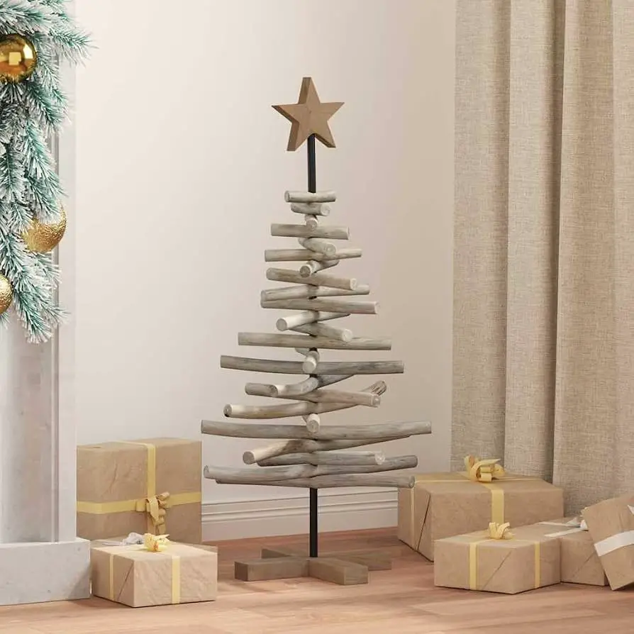 Driftwood-Style Christmas Tree on a Farmhouse Fireplace Driftwood-Style Christmas Tree on a Farmhouse Fireplace — Rustic Christmas Tree