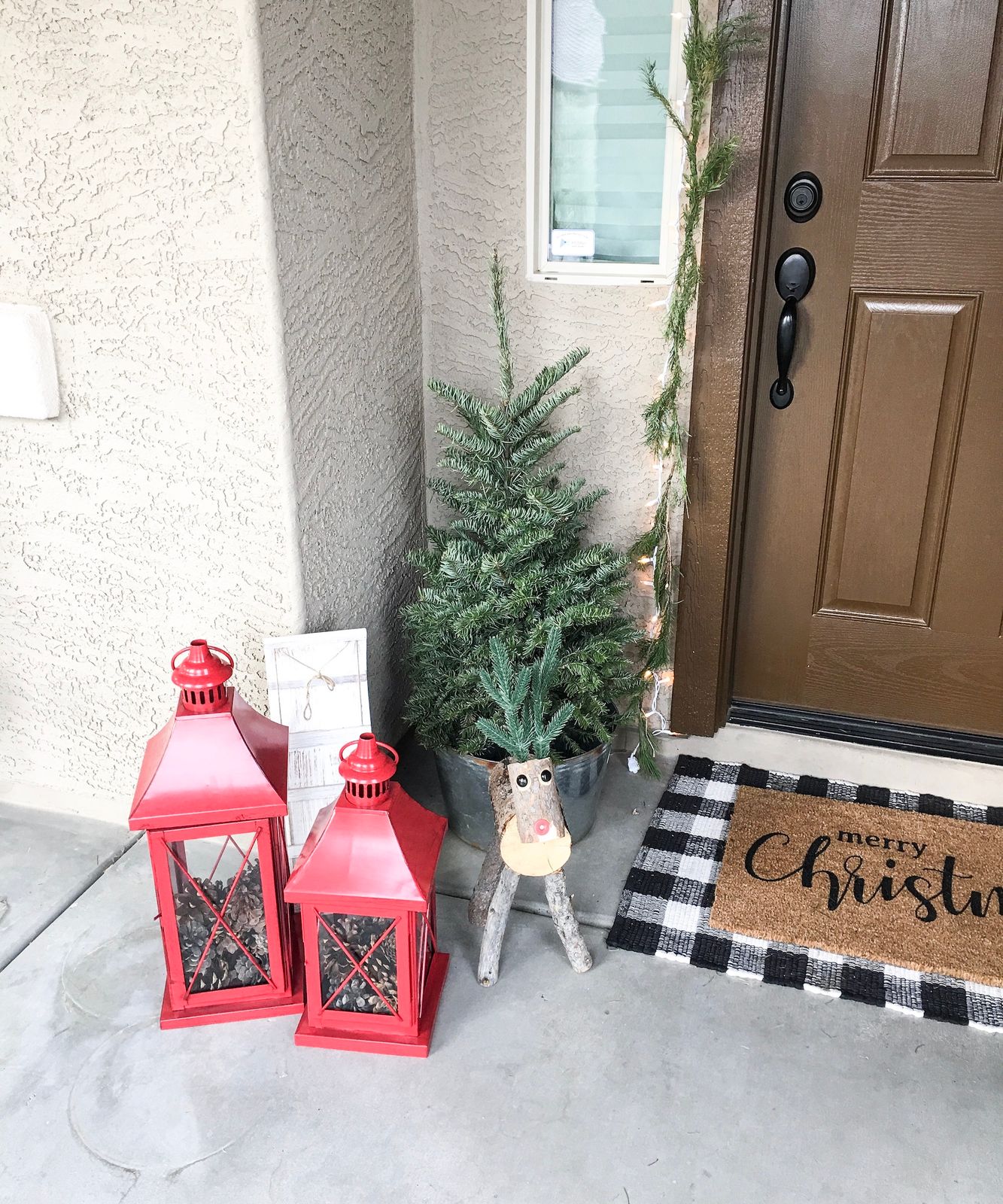 Use Bright Red Lanterns to Frame a Cheerful Porch Entrance — Christmas Porch Lanterns
