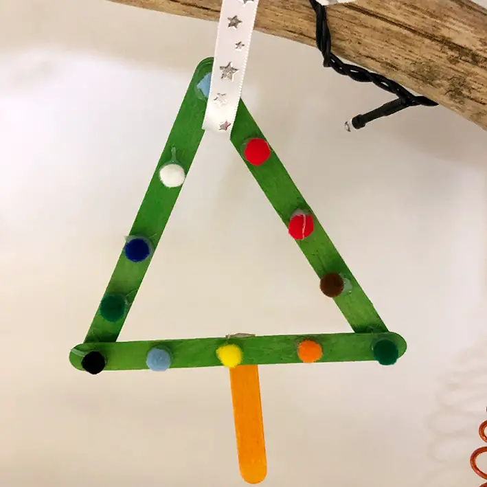 Popsicle Stick Christmas Tree Ornament — Christmas Crafts for Kids
