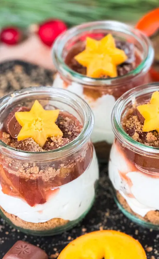 Individual Indulgence: Desserts in Glass Jars with Fruit Garnish — Christmas Dessert Table