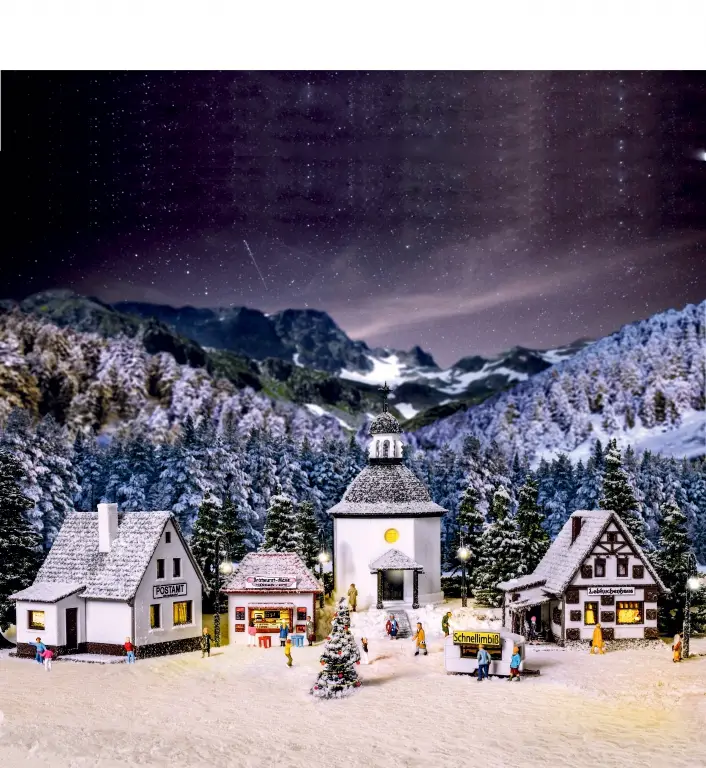 Detailed Snowy Landscape Christmas Village — Christmas Village Display