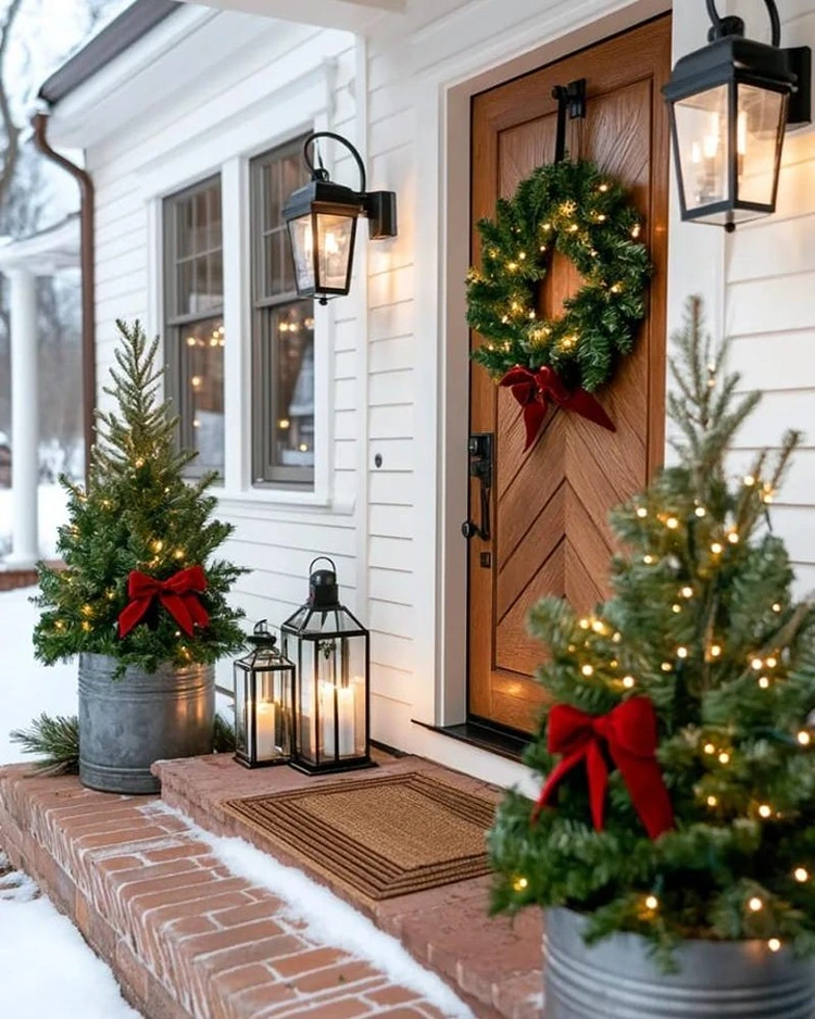 Rustic Farmhouse Front Porch Christmas Welcome — Rustic Christmas Decor