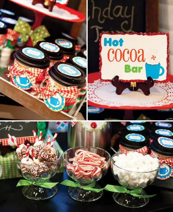 Farmhouse Hot Cocoa Bar Tray with Decorative Sign — Christmas Hot Cocoa Bar