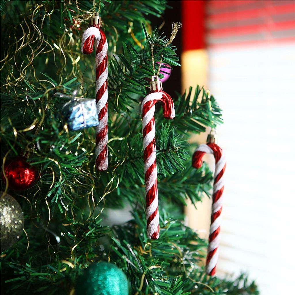 Sparkly Red and White Candy Cane Ornaments Sparkly Red and White Candy Cane Ornaments — Red and White Christmas Tree