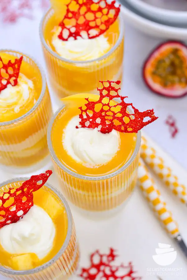 Vibrant Yellow Layered Desserts with Passion Fruit — New Years Eve Dessert Table