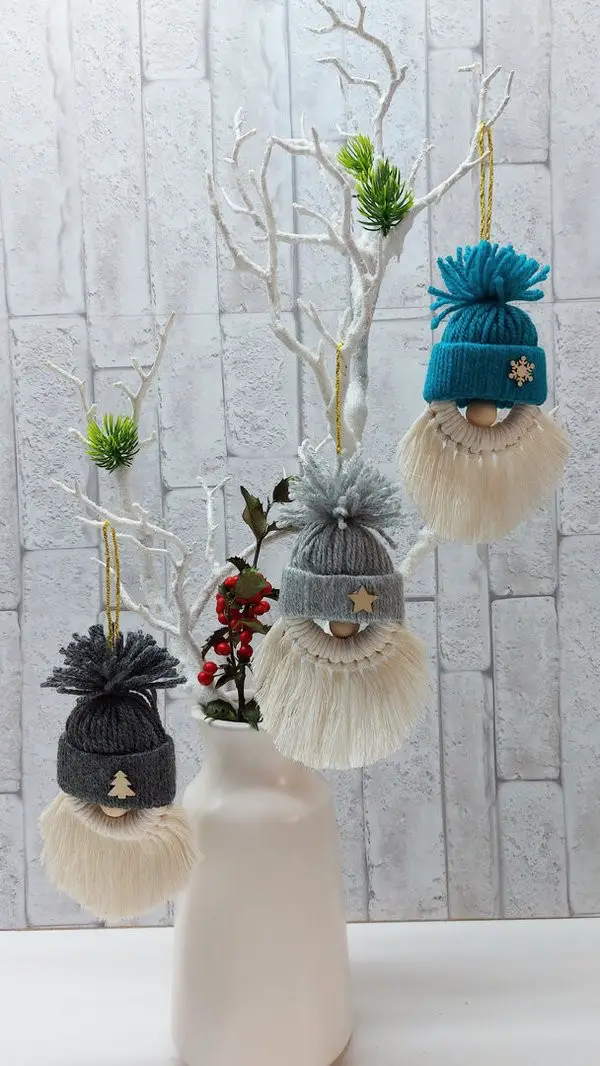 Whimsical Macrame Gnome Ornaments — Handmade Christmas Ornaments