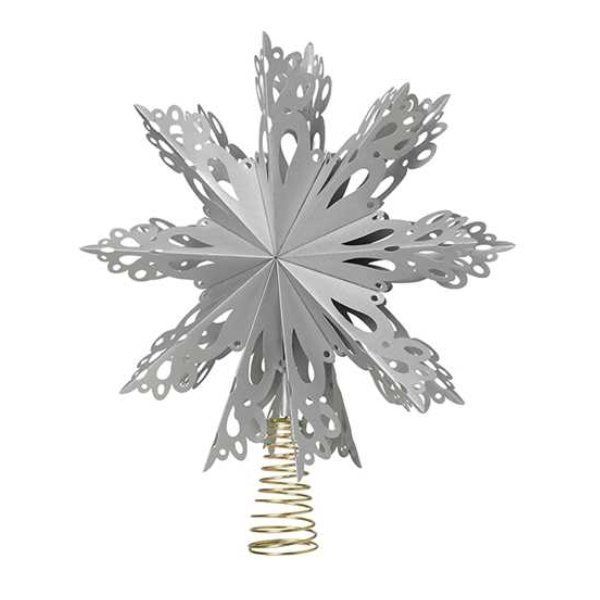 Intricate Silver Metal Star Topper with Laser-Cut Design Intricate Silver Metal Star Topper with Laser-Cut Design — Christmas Tree Topper