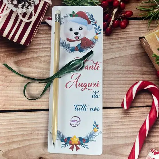 Whimsical Santa Dog Illustration Place Card — Christmas Place Cards