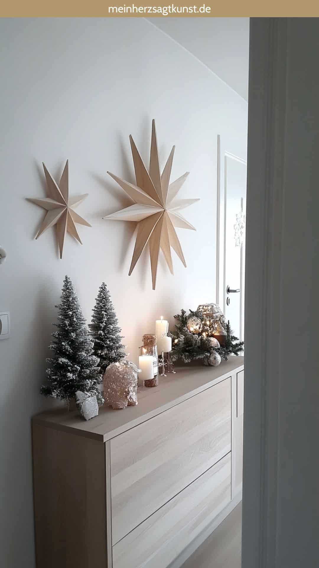 Beige White Gold Green Visual Idea — Christmas Entryway Decor