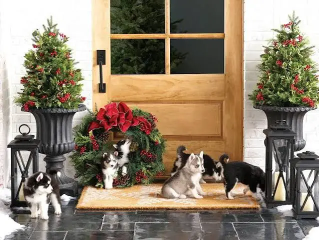 Frame the Door with Large Black Lanterns — Christmas Porch Lanterns