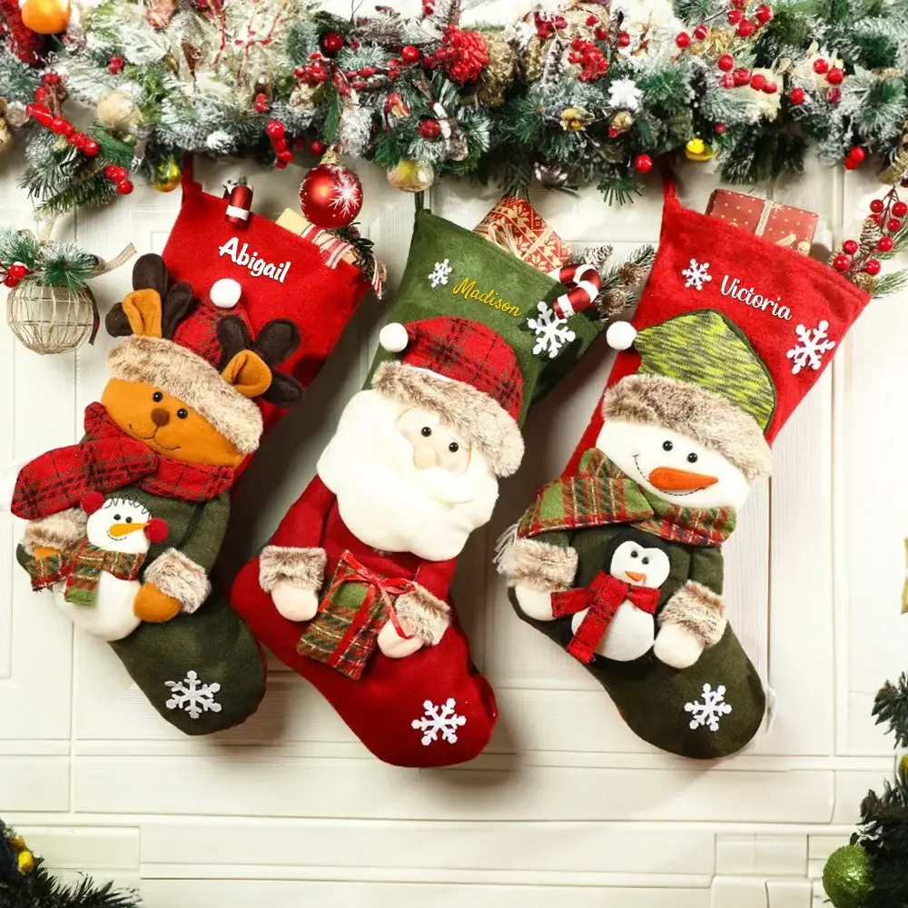 Personalized Character Stockings with Snowflakes — Christmas Stockings Display