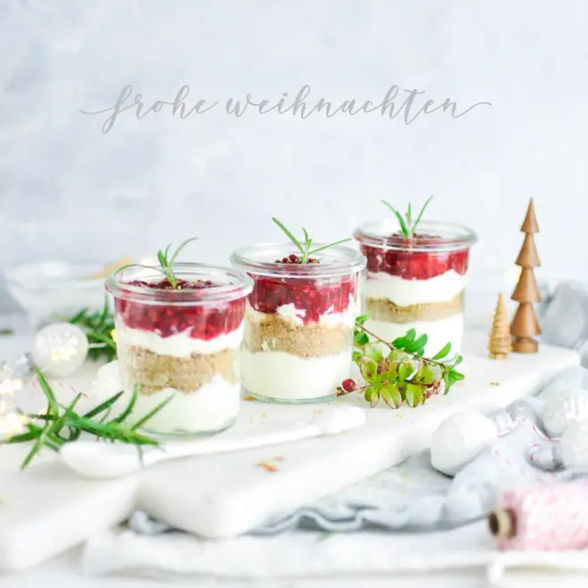 Modern Layered Jars with Rosemary and Wooden Trees — Christmas Dessert Table