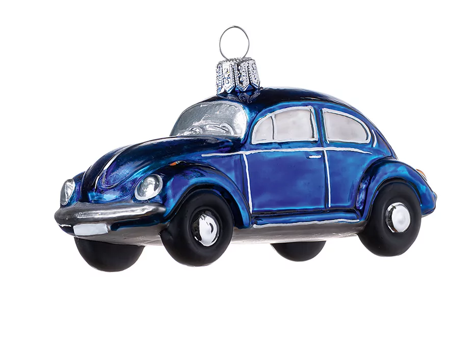 Blue VW Beetle Car Ornament with Silver Details — Blue and Silver Christmas Tree