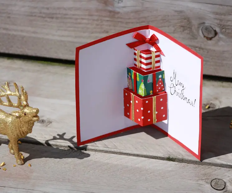 Handmade Pop-Up Christmas Card with 3D Presents — Christmas Crafts for Adults