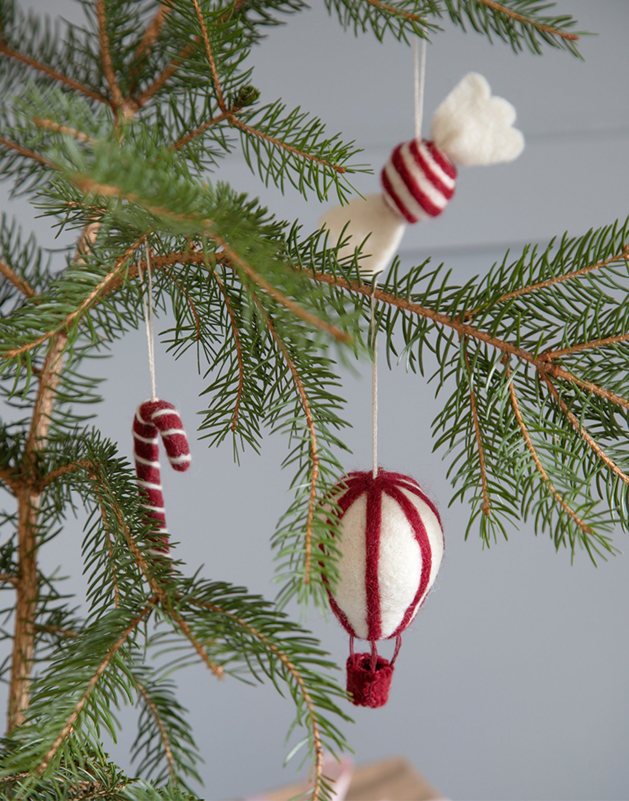 Handmade Felt Candy Cane and Round Candy Ornaments — Candy Cane Christmas Tree