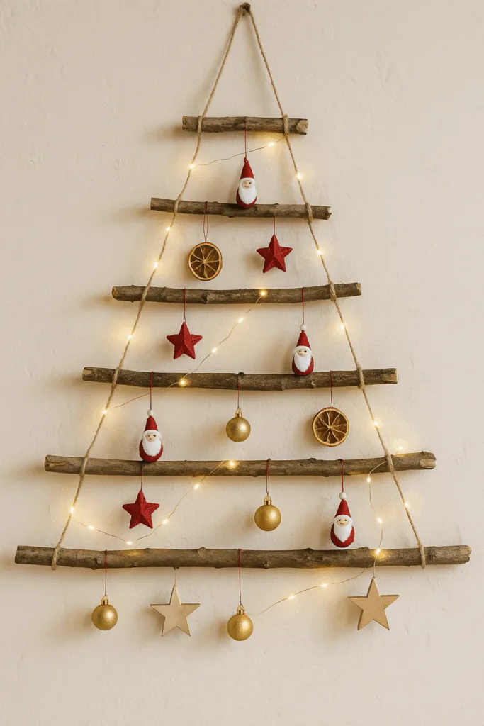 Whimsical Branch Arrangement — Christmas Fairy Lights Wall