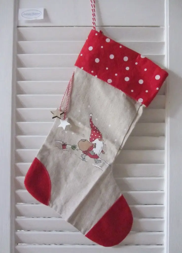 Country Style Gnome Stocking with Polka Dots — Christmas Stockings Display