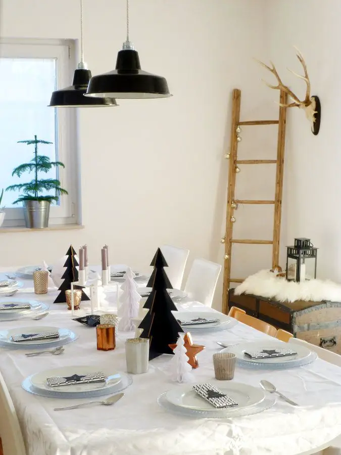 Minimalist Paper Trees as a Modern Christmas Centerpiece — Simple Christmas Centerpiece