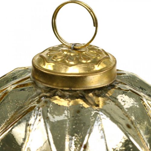 Faceted Glass Ornaments with Ornate Gold Caps Faceted Glass Ornaments with Ornate Gold Caps — Vintage Christmas Ornaments