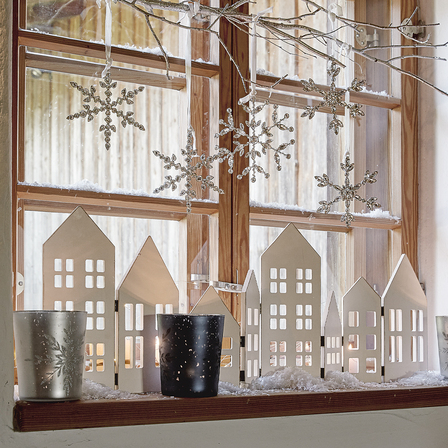 Decorate a Scandi Window Sill with House Silhouettes Decorate a Scandi Window Sill with House Silhouettes — Winter Home Decor