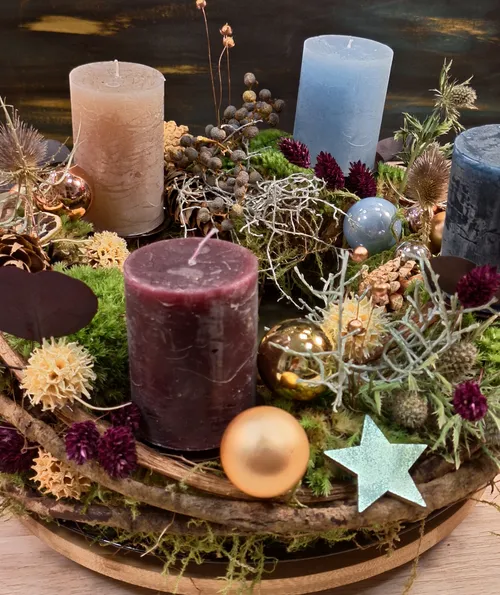 Rustic Advent Wreath Centerpiece Backdrop — Christmas Party Backdrop