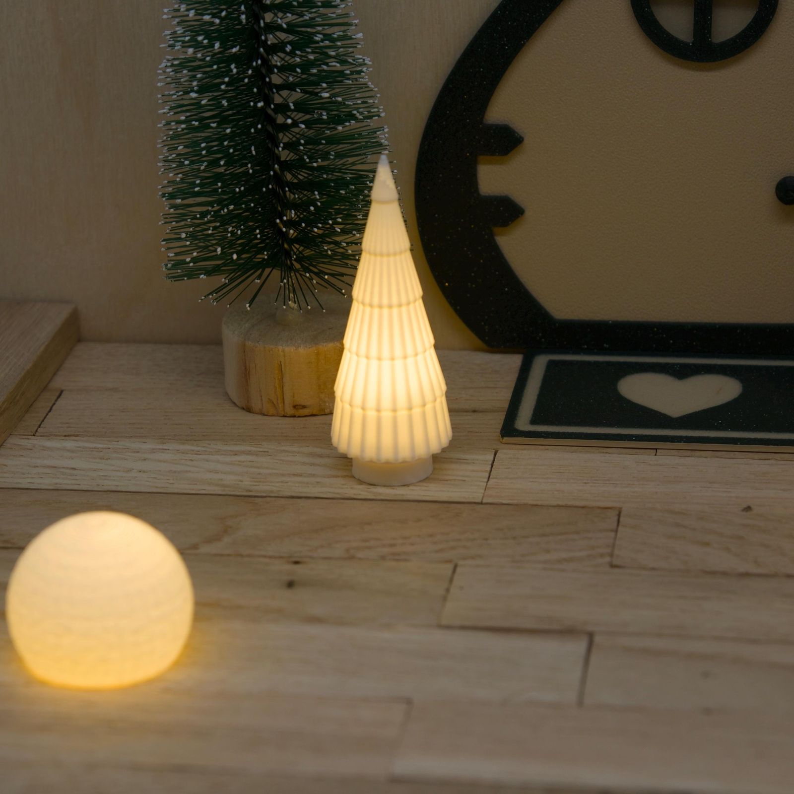 Illuminated Ceramic Tree and Sphere Vignette Illuminated Ceramic Tree and Sphere Vignette — Small Christmas Tree Decor