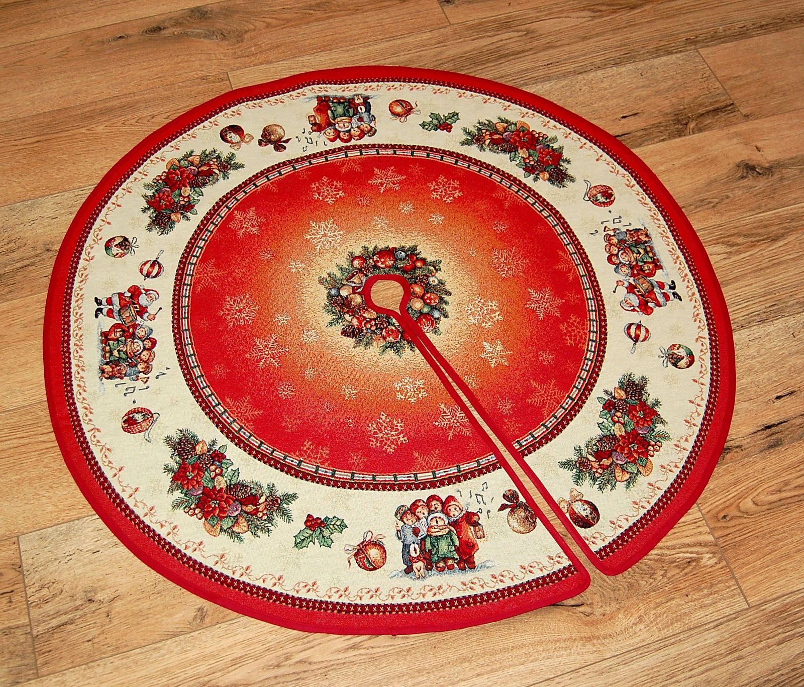 Ornate Traditional Skirt with Snowflakes and Festive Figures Ornate Traditional Skirt with Snowflakes and Festive Figures — Christmas Tree Skirt