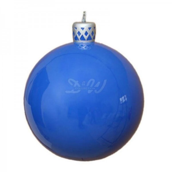 Glossy Blue Ornament with Silver Patterned Cap — Blue and Silver Christmas Tree