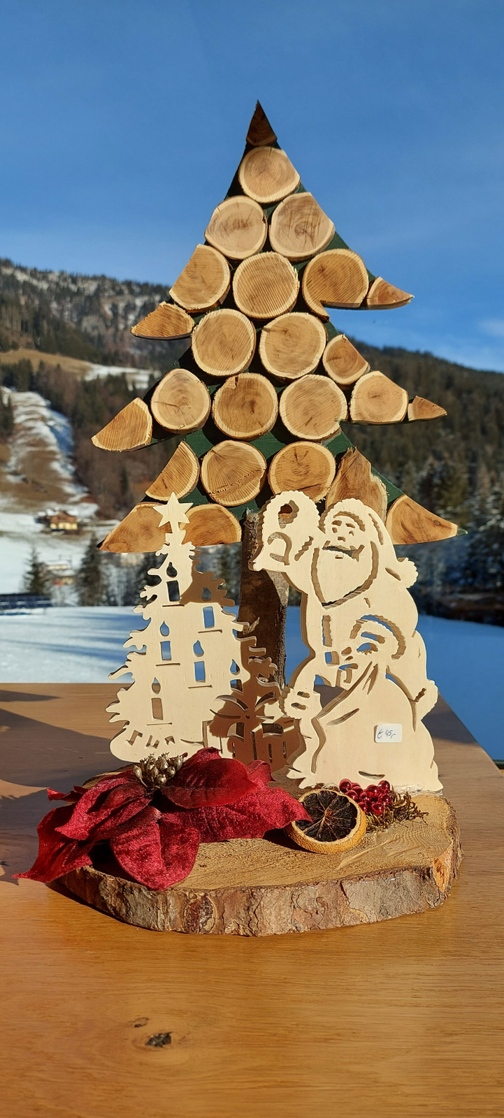 Rustic Wooden Santa and Tree for a Festive Display — Handmade Christmas Ornaments