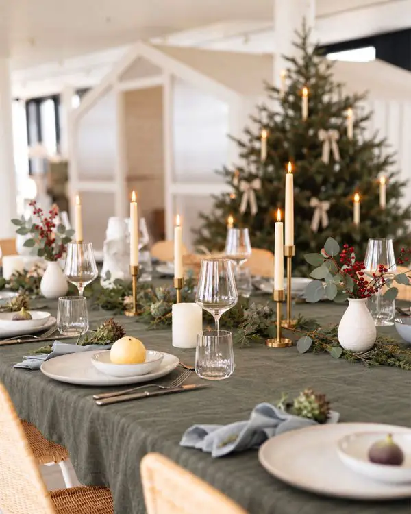 Elegant Dining Table as a Christmas Party Backdrop