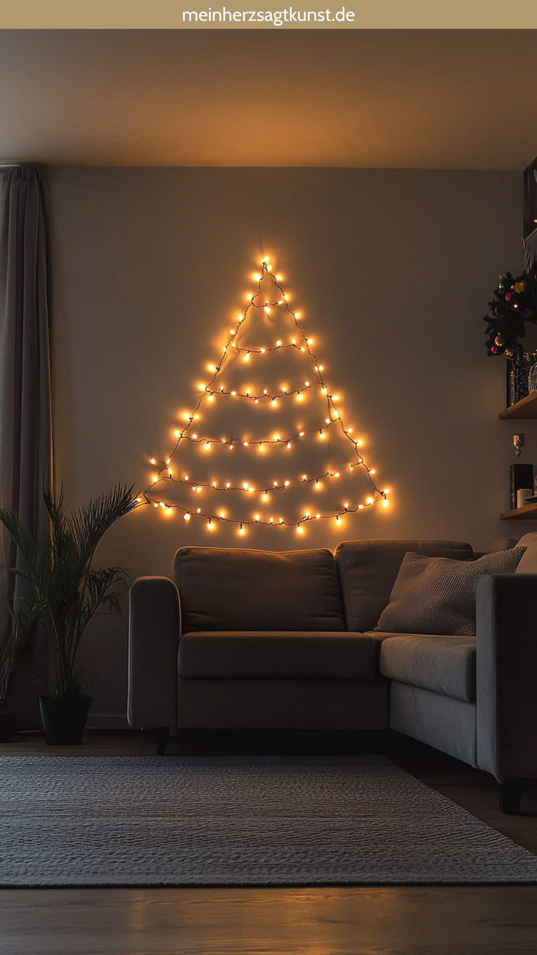 Minimalist Fairy Light Wall Outline Tree — Alternative Christmas Trees