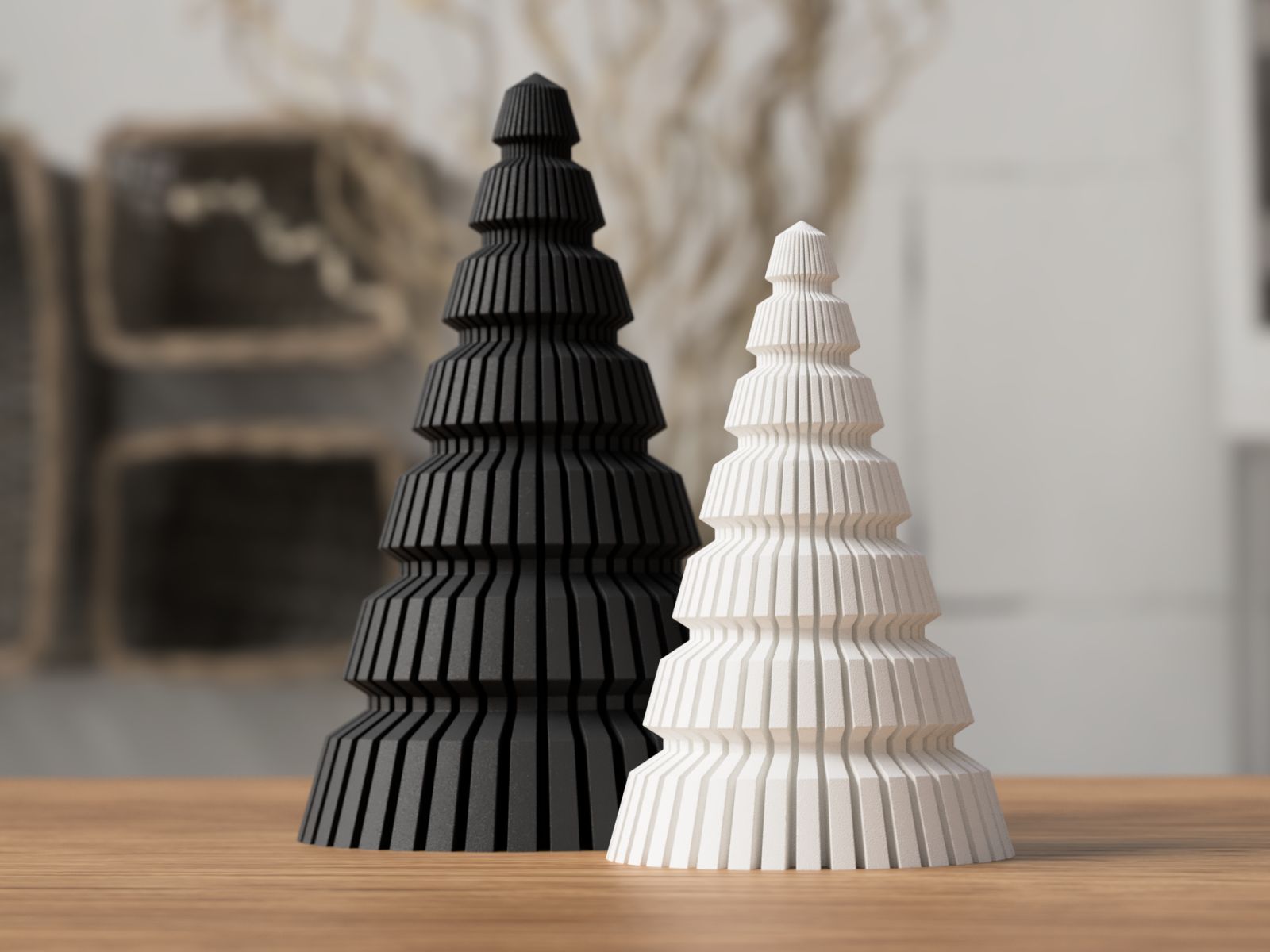 Stylized Black and White Wooden Christmas Trees Stylized Black and White Wooden Christmas Trees — Scandinavian Christmas Tree